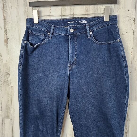 Old Navy High Rise O.G. Straight Denim Blue Jeans Size 14 - Picture 4 of 9